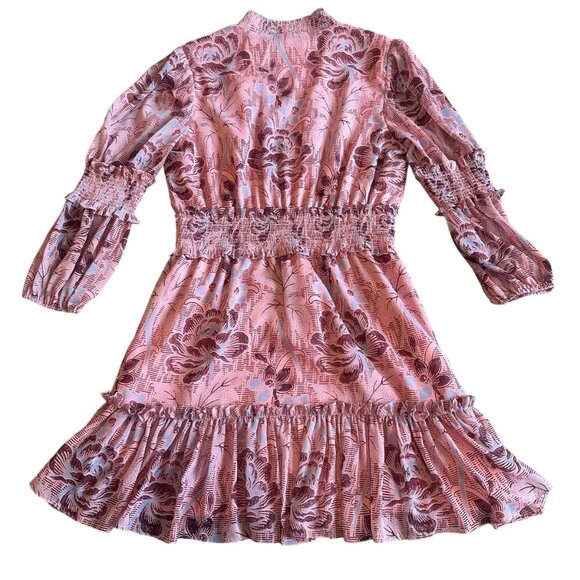 Likely Rowe Floral Rose Print Ruffle Mini Dress Smocked Waist Size 8 Women's - Picture 8 of 14